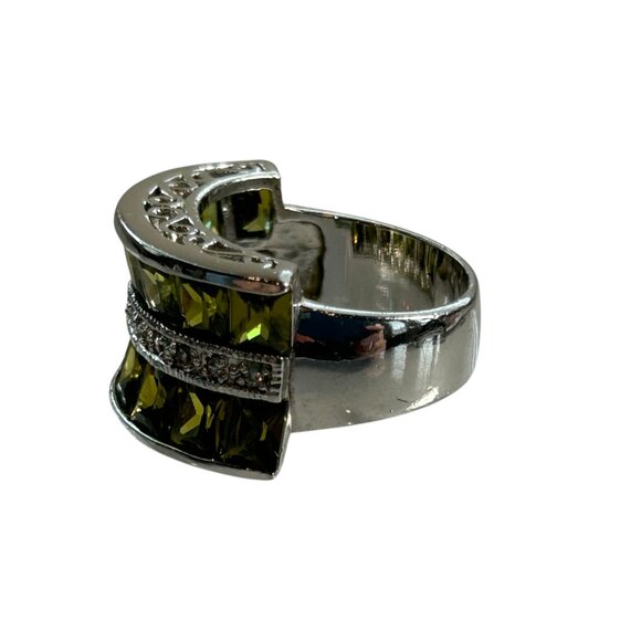 Park Lane Ring Silver Tone Green Crystal Band Statement Cocktail Jewelry 8.5 - Picture 4 of 11
